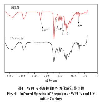  WPUA 预聚体和 UV 固化后红外谱图